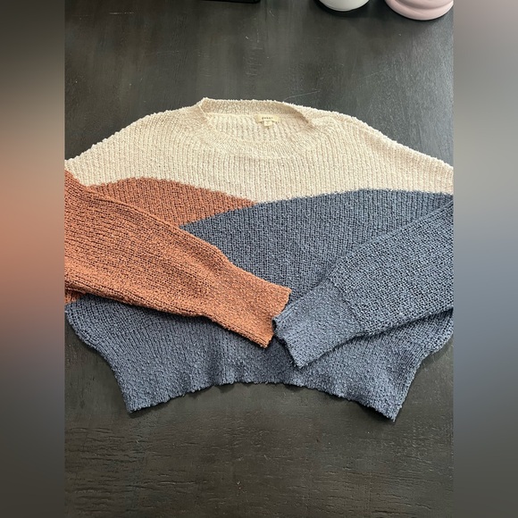 Dreamers By Debut Sweaters - DEBUT cropped Sweater Large Color Blocked Neutral Pullover Casual